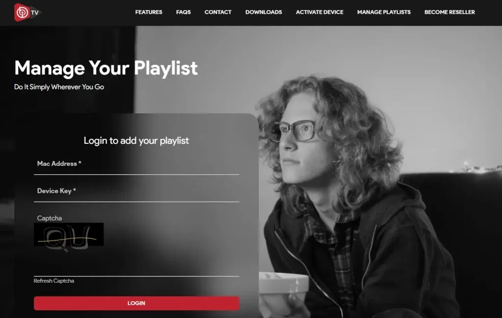 The IBO Player Pro activation portal sign-in screen
